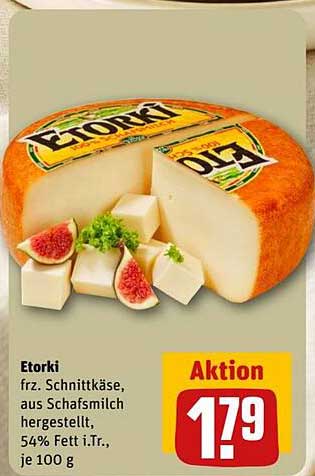 Etorki frz. Schnittkäse, aus Schafsmilch, 54% Fett i.Tr., je 100 g