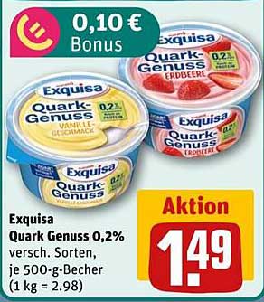 Exquisa Quark Genuss 0,2% - Verschiedene Sorten
