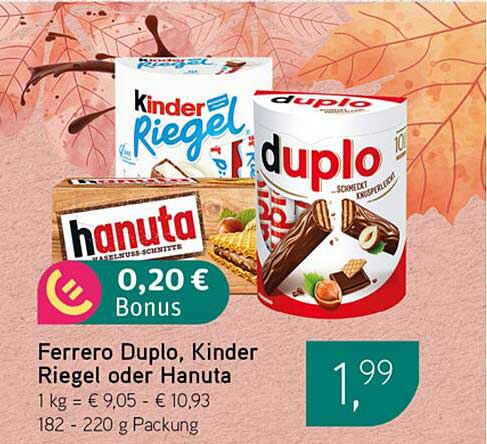 Ferrero Duplo, Kinder Riegel oder Hanuta