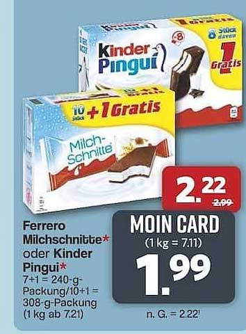 Ferrero Milchsnitte* oder Kinder Pingui* – Jetzt im Angebot!