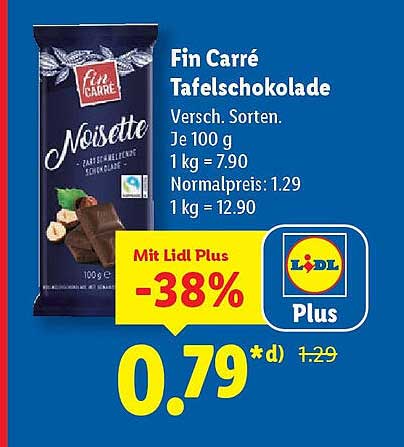Fin Carré Tafelschokolade - Noisette