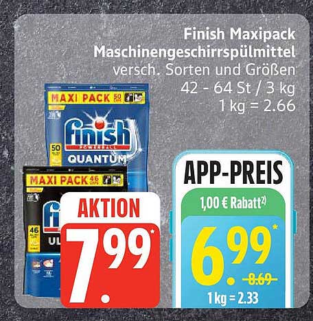 Finish Maxipack Maschinen Geschirrspülmittel - verschiedene Sorten und Größen