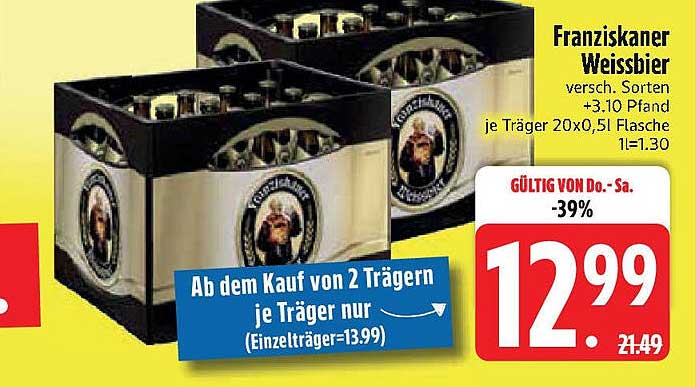 Franziskaner Weissbier – 20 x 0,51 L