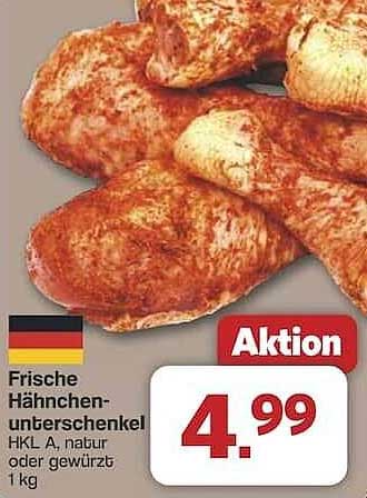 Frische Hähnchenunterschenkel HKL A, natur oder gewürzt 1 kg