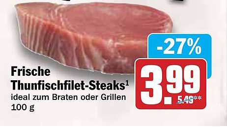 Frische Thunischfilet-Steaks 100 g zum Grillen oder Braten