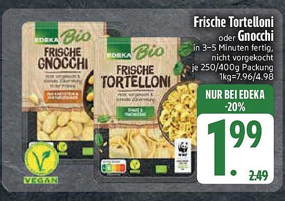Frische Tortelloni oder Gnocchi