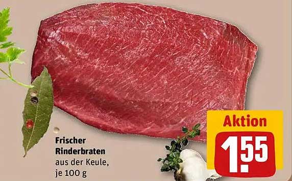 Frischer Rinderbraten aus der Keule, je 100 g