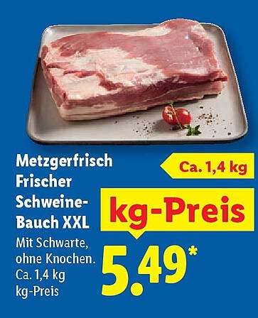 Frischer Schweine-Bauch XXL