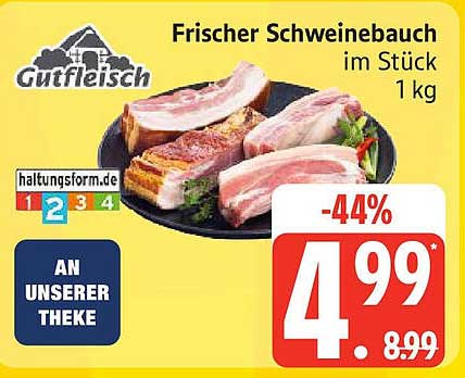Frischer Schweinebauch im Stück 1 kg