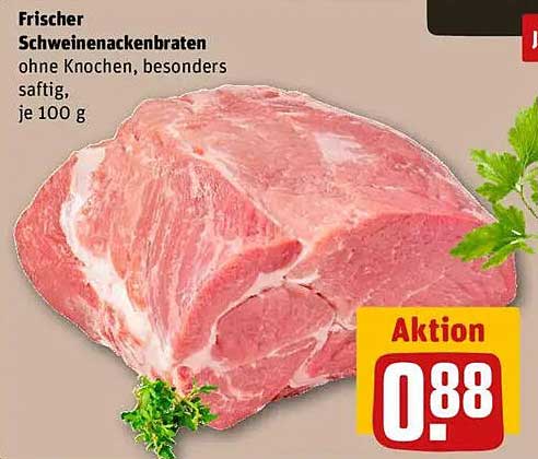 Frischer Schweinenackenbraten ohne Knochen, besonders saftig, je 100 g