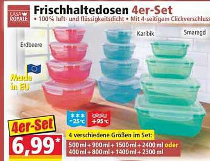 Frischhaltedosen 4er-Set - 100% luft- und flüssigkeitsdicht