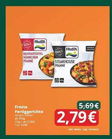 Frosta Fertiggerichte - Bratkartoffel Hähnchen Pfanne & Steakhouse Pfanne