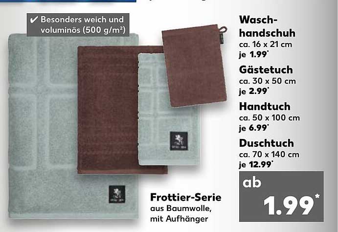 Frottier-Serie aus Baumwolle mit Aufhänger