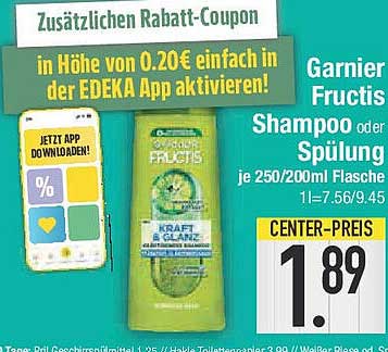 Garnier Fructis Shampoo oder Spülung 250ml/200ml Flasche