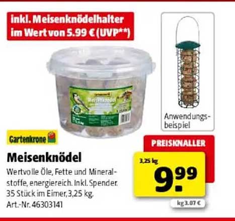 Gartenkrone Meisenknödel 35 Stück im Eimer inkl. Spender für nur 9,99 €