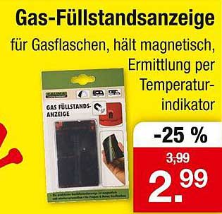 Gas-Füllstandsanzeige für Gasflaschen - jetzt 25 % günstiger!