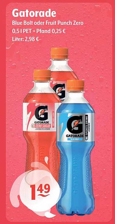 Gatorade Blue Bolt oder Fruit Punch Zero 0,5 l PET