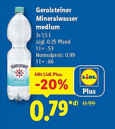 Gerolsteiner Mineralwasser medium 1,5 l