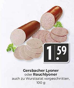 Gersbacher Lyoner oder Rauchlyoner, 100 g