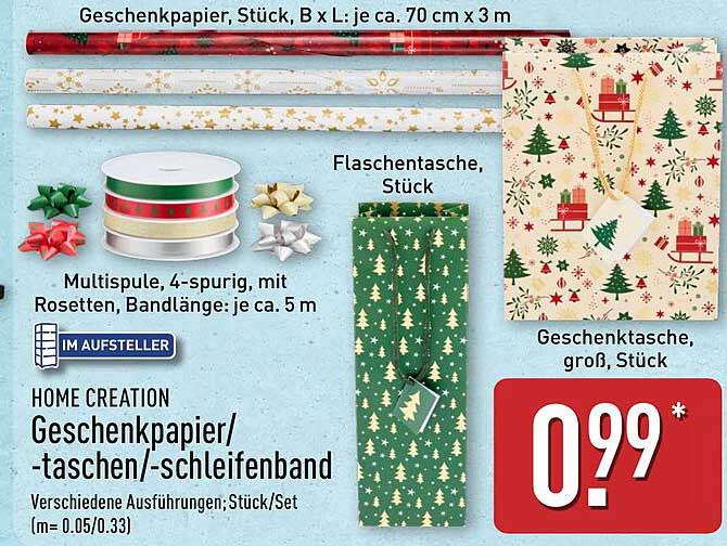 Geschenkpapier, Taschen und Schleifenbänder von Home Creation