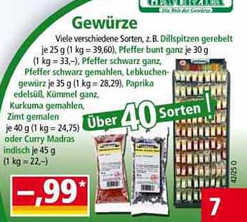 Gewürze – Über 40 Sorten zum Sparpreis