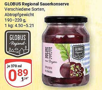 GLOBUS Regional Sauerkonserve - Rote Bete