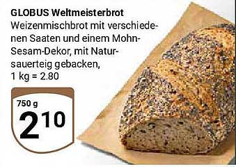 GLOBUS Weltmeisterbrot – Weizenmischbrot mit verschiedenen Saaten