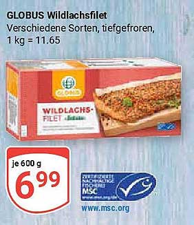GLOBUS Wildlachsfilet, verschiedene Sorten, tiefgefroren