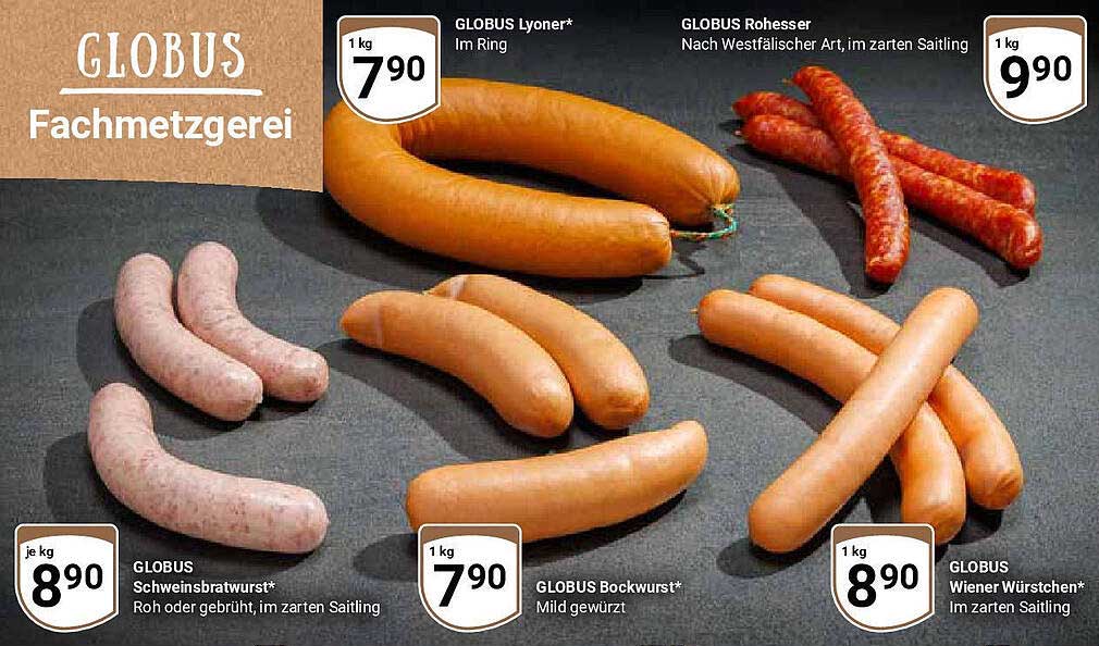 GLUBUS Lyoner im Ring 1 kg für nur 7,90 €