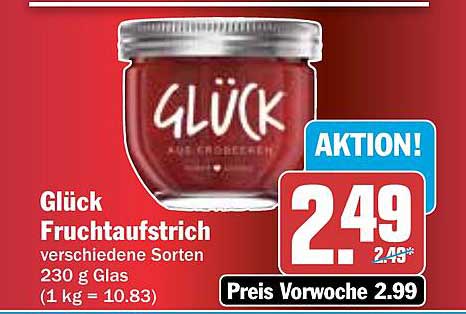 Glück Fruchtaufstrich verschiedene Sorten 230 g Glas