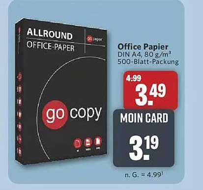 go copy Office Papier DIN A4, 80 g/m² 500-Blatt-Packung
