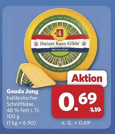 Gouda Jung holländischer Schnittkäse, 48 % Fett i. Tr.