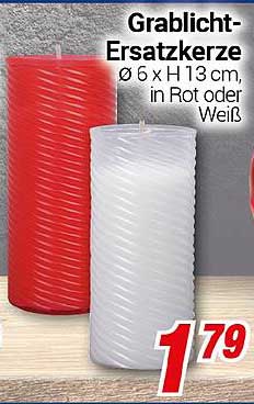 Grablicht-Ersatzkerze Ø 6 x H 13 cm, in Rot oder Weiß