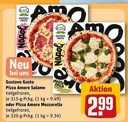 Gustavo Gusto Pizza Amore Salame oder Mozzarella - Tiefgefroren
