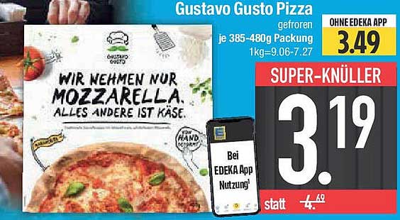 Gustavo Gusto Pizza gefroren je 385-480g Packung