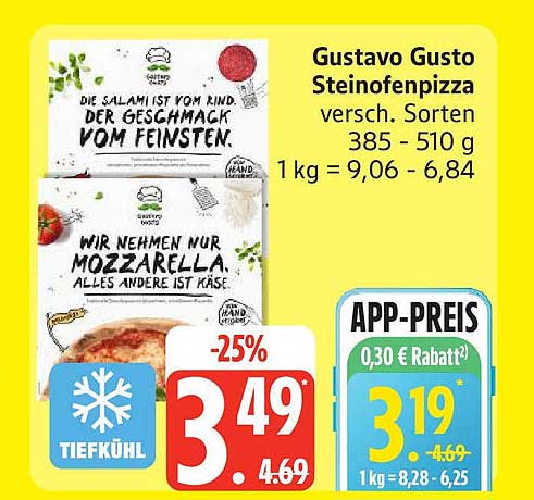 Gustavo Gusto Steinofenpizza - verschiedene Sorten