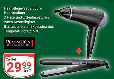 Haarpflege-Set 2.000 W Haartrockner + Glätteisen