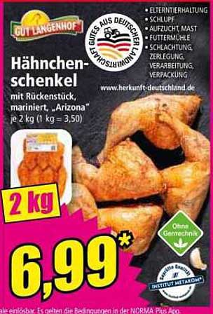 Hähnchenschenkel mit Rückenstück, mariniert, ‚Arizona‘