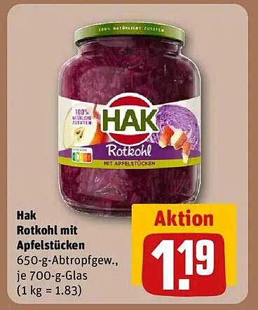 Hak Rotkohl mit Apfelstücken 650 g