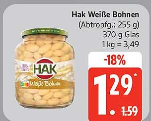 Hak Weiße Bohnen (Abtropfgewicht: 255 g)