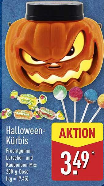 Halloween-Kürbis - Fruchtgummi-, Lutscher- und Kaubonbon-Mix