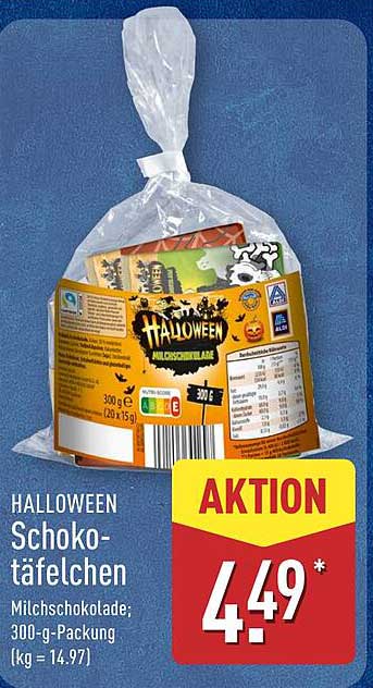HALLOWEEN Schokotäfelchen Milchschokolade; 300-g-Packung