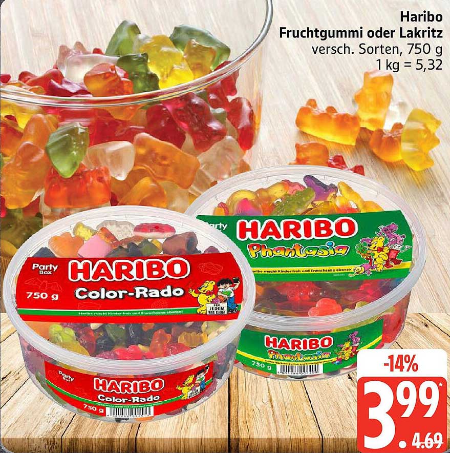 Haribo Fruchtgummi oder Lakritz, 750 g, verschiedene Sorten