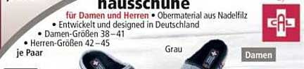 Hausschuhe für Damen und Herren aus Nadelvlies