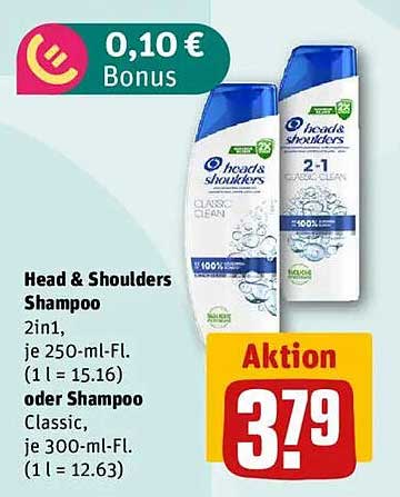 Head & Shoulders Shampoo 2in1 oder Classic Shampoo
