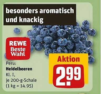 Heidelbeeren Klasse I, je 200-g-Schale