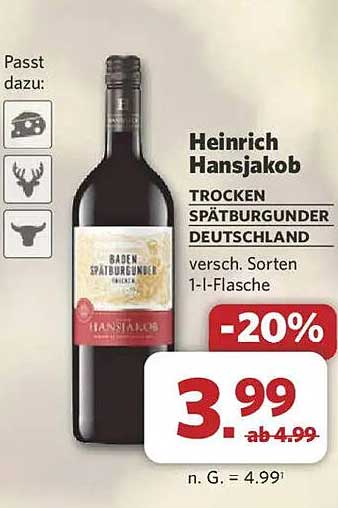 Heinrich Hansjakob Trocken Spätburgunder 1-Liter-Flasche