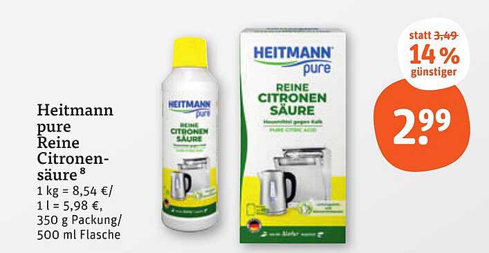 Heitmann pure Reine Zitronensäure 500 ml - 14% günstiger