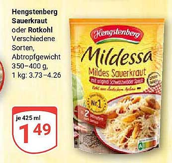 Hengstenberg Sauerkraut oder Rotkohl