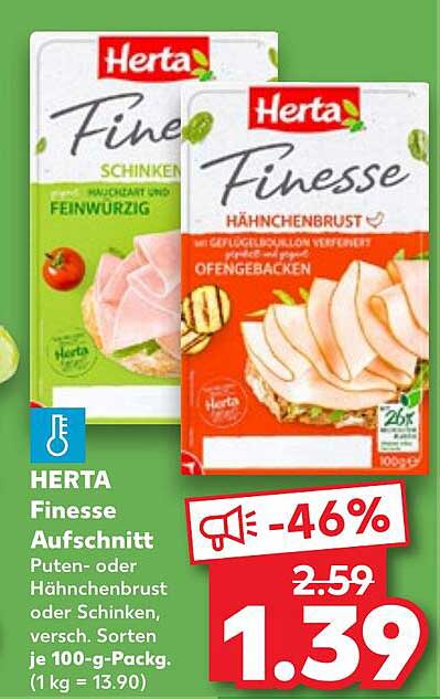 HERTA Finesse Aufschnitt - Puten- oder Hähnchenbrust oder Schinken, versch. Sorten
